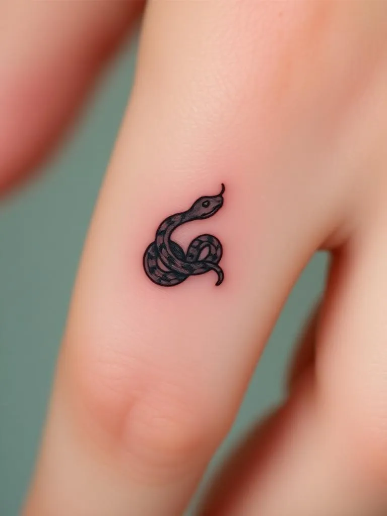 Small snake tattoo on finger